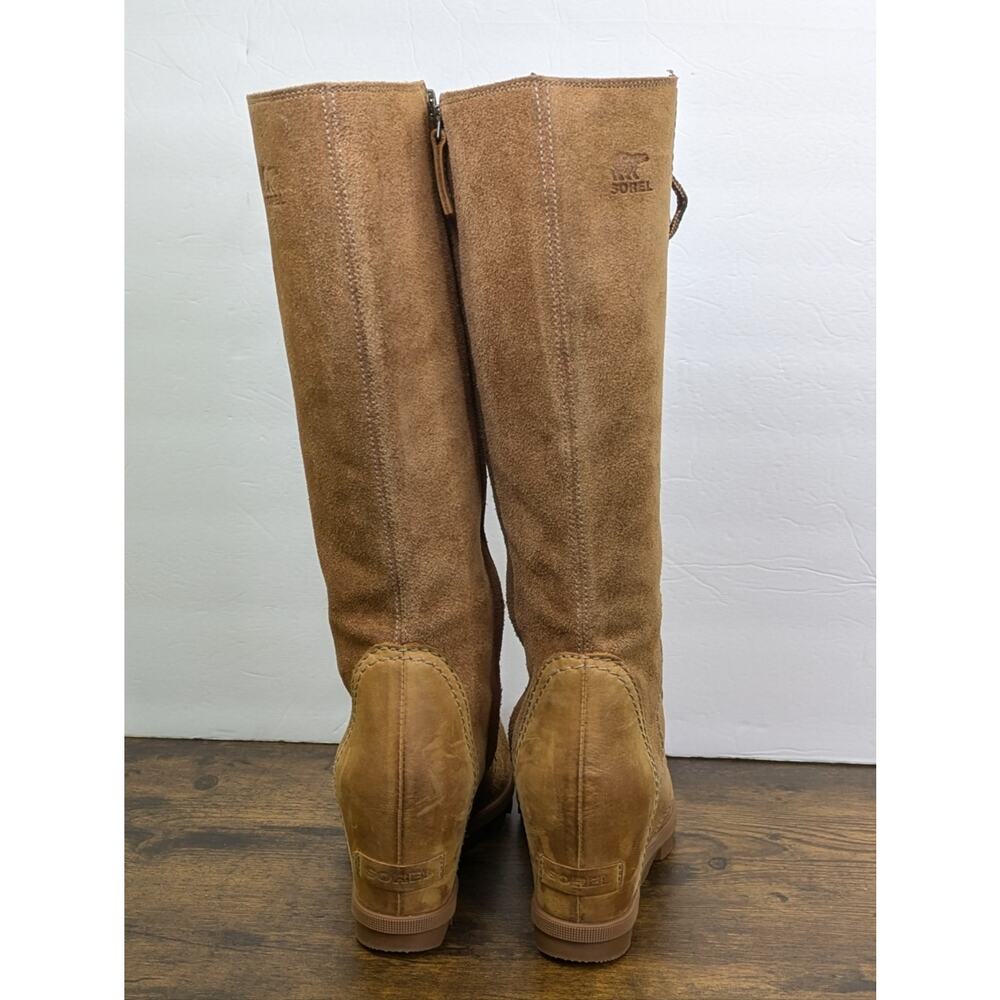 Sorel Joan Of Arctic II Wedge Boots 8 Chestnut Brown Tan Lace Up - Picture 4 of 11